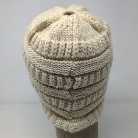 C.C. Exclusives Womens Knit Beanie Hat Cap Cream 100% Acrylic Cable Knit - Picture 7 of 12